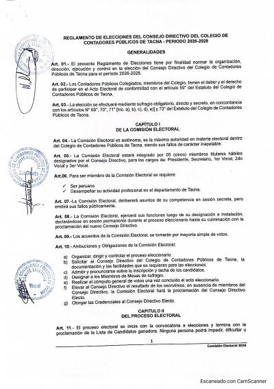 REGLAMENTO DE ELECCIONES DEL CONSEJO DIRECTIVO