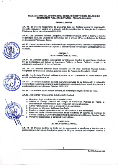 REGLAMENTO DE ELECCIONES DEL CONSEJO DIRECTIVO
