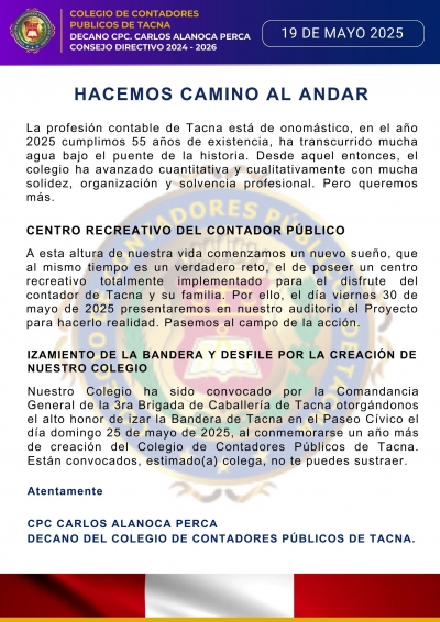 RUMBO A LOS 55 AÑOS DE VIDA INSTITUCIONAL