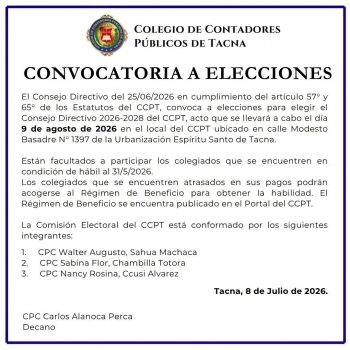 CONVOCATORIA A ELECCIONES – CONSEJO DIRECTIVO 2026–2028                                                                                                                                                                                       
